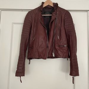 All Saints Oxblood Moto leather jacket size 6